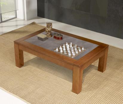 Table basse Jean-Gabriel réalisée en Chêne Massif Ligne Contemporaine 90 x 60 cm - Plateau céramique