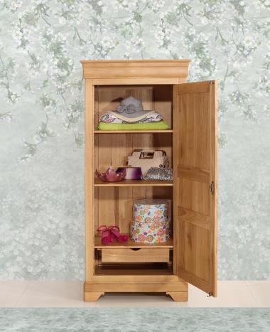 Armoire ou Bonnetière 1 porte Samuel réalisée en Chêne massif de style Louis Philippe Finition ciré et lustré
