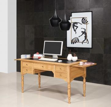 Bureau Ministre 5 tiroirs Hugo réalisé en Chêne Massif de style Louis Philippe SEULEMENT 1 DISPONIBLE