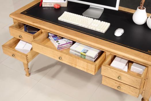Bureau Ministre 5 tiroirs Hugo réalisé en Chêne Massif de style Louis Philippe SEULEMENT 1 DISPONIBLE