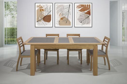 Table de repas rectangulaire 140X100 Mathéo réalisée en Chêne Ligne Contemporaine Plateau avec céramique