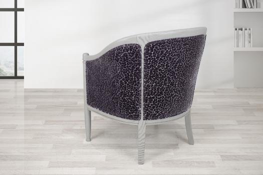 Fauteuil Cabriolet Paul réalisé en Chêne Massif de style Louis Philippe Tissu Prune MMP Boutique
