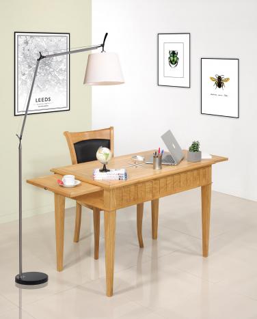 Table d'écriture Rose des Vents avec sa chaise Benjamin réalisée en Chêne de style Directoire  Finition Chêne naturel