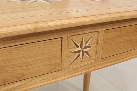 Table d'écriture Rose des Vents avec sa chaise Benjamin réalisée en Chêne de style Directoire  Finition Chêne naturel