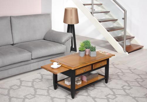Table Basse Ludovic en Chêne de style Campagnard Finition Chêne brossé bicolor 