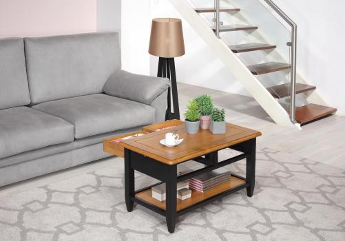 Table Basse Ludovic en Chêne de style Campagnard Finition Chêne brossé bicolor 