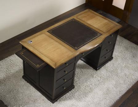 Superbe Bureau Ministre Dimitri réalisé en Chêne de style Louis Philippe Spécial Informatique Patiné Moka Antiquaire