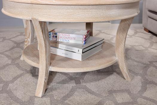 Table basse ronde Gaël réalisée en Chêne Massif de style Louis Philippe Céramique Incrustée  SEULEMENT 1 DISPONIBLE
