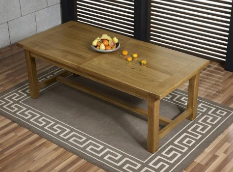 Table de ferme rectangulaire Axel réalisée en Chêne massif 220X100 + 2 allonges de 45 cm
