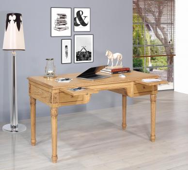 Bureau Ministre réalisé en Chêne de Style Louis XVI Finition Chêne Naturel Patiné Sculpté main SEULEMENT 1 DISPONIBLE 