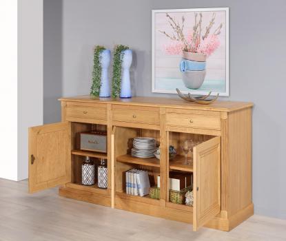 Buffet 3 portes 3 tiroirs Valentin, réalisé en Chêne massif de style Directoire
