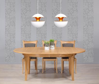 Table ovale 160*120 réalisée en chêne Massif de style Louis Philippe 2 allonges incorporées de 40 cm