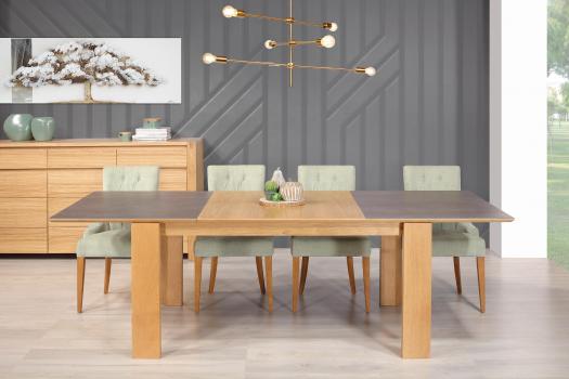 Table rectangulaire Gaspard réalisée en Chêne PLATEAU CERAMIQUE 1 allonge portefeuille de 90 cm 160x110 SEULEMENT 1 DISPONIBLE