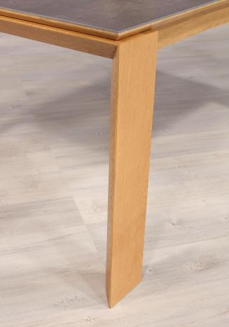Table rectangulaire Gaspard réalisée en Chêne PLATEAU CERAMIQUE 1 allonge portefeuille de 90 cm 160x110 SEULEMENT 1 DISPONIBLE