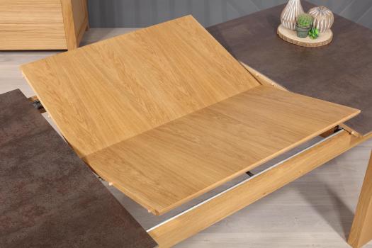 Table rectangulaire Gaspard réalisée en Chêne PLATEAU CERAMIQUE 1 allonge portefeuille de 90 cm 160x110 SEULEMENT 1 DISPONIBLE