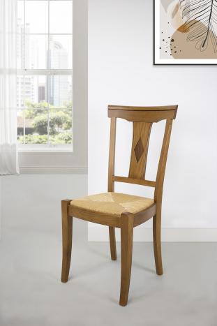 Lot de 5 Chaises Arthur réalisée en Chêne Massif de style Louis Philippe ASSISE PAILLE 