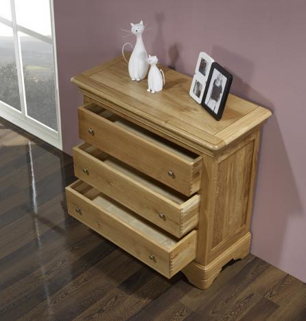 Commode 3 tiroirs Guillaume réalisée en chêne de style Louis Philippe