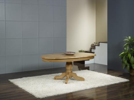 Table Ovale Pied Central réalisée en Chêne Massif de style Louis Philippe 170*110 + 3 allonges de 40 cm
