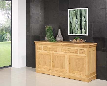 Buffet 3 portes 4 tiroirs Quentin réalisé en chêne massif de style Louis Philippe 