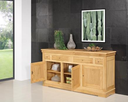 Buffet 3 portes 4 tiroirs Quentin réalisé en chêne massif de style Louis Philippe 