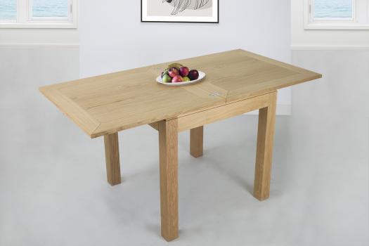 Table de repas 75x75 réalisée en Chêne massif de style Contemporain, plateau ouvert 150x75 SEULEMENT 1 DISPONIBLE