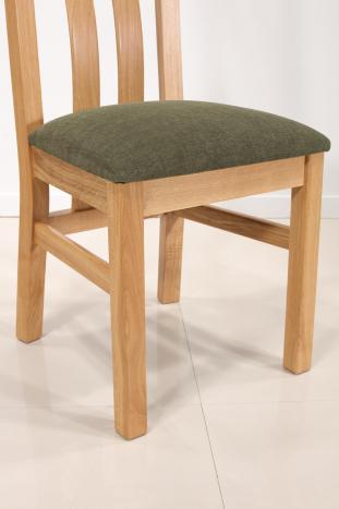 Chaise Léonor réalisée en Chêne Massif Assise Tissu Apollo Forest