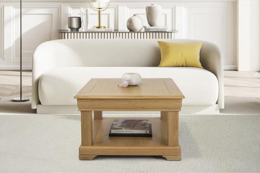 Table basse carrée 80x80 réalisée en Chêne de style Louis Philippe 