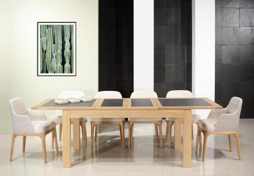Table de repas rectangulaire 160X100 Mathéo réalisée en Chêne Ligne Contemporaine Plateau avec céramique