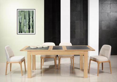 Table de repas rectangulaire 160X100 Mathéo réalisée en Chêne Ligne Contemporaine Plateau avec céramique