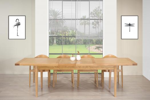 Table de Ferme Rectangulaire Francois, réalisée en Chêne massif  180*90 + 2 allonges de 45 cm