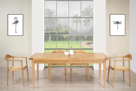 Table de Ferme Rectangulaire Francois, réalisée en Chêne massif  180*90 + 2 allonges de 45 cm