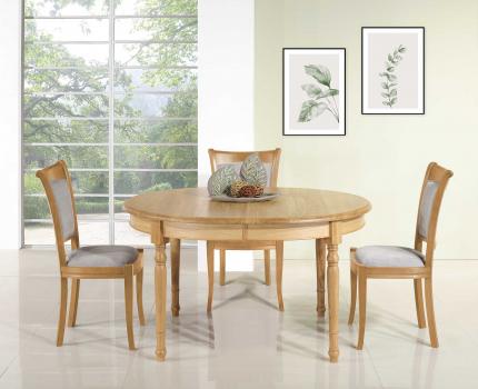 Table ovale 110x135 réalisée en Chêne de style Louis Philippe avec 10 allonges de 40 cm dont 1 allonge ceinturée SEULEMENT 1 DISPONIBLE