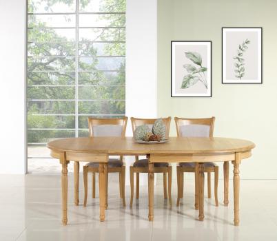 Table ovale 110x135 réalisée en Chêne de style Louis Philippe avec 10 allonges de 40 cm dont 1 allonge ceinturée SEULEMENT 1 DISPONIBLE