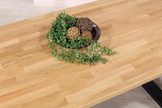 Table rectangulaire Yvan réalisée en Chêne massif 200x95 Plateau Fixe Plateau chêne Naturel Piètement chêne brossé Noir