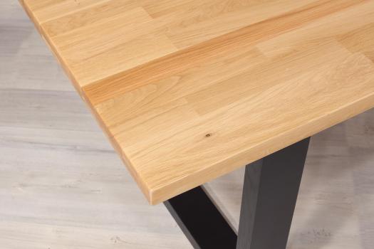 Table rectangulaire Yvan réalisée en Chêne massif 200x95 Plateau Fixe Plateau chêne Naturel Piètement chêne brossé Noir
