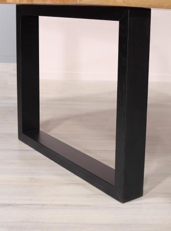 Table rectangulaire Yvan réalisée en Chêne massif 200x95 Plateau Fixe Plateau chêne Naturel Piètement chêne brossé Noir