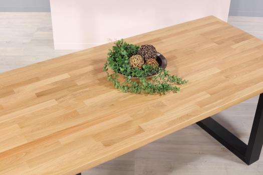 Table rectangulaire Yvan réalisée en Chêne massif 200x95 Plateau Fixe Plateau chêne Naturel Piètement chêne brossé Noir