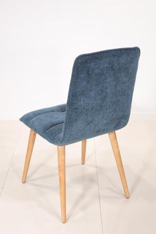 Chaise Lise de style Contemporain, 4 pieds en Frêne massif Tissu Elastron Boston Océan