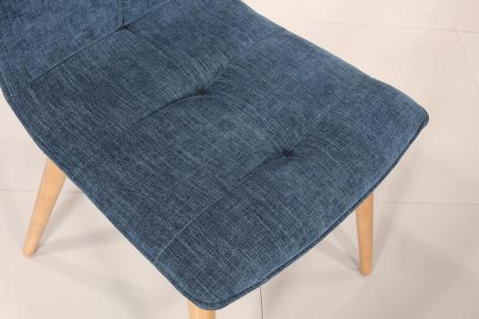 Chaise Lise de style Contemporain, 4 pieds en Frêne massif Tissu Elastron Boston Océan