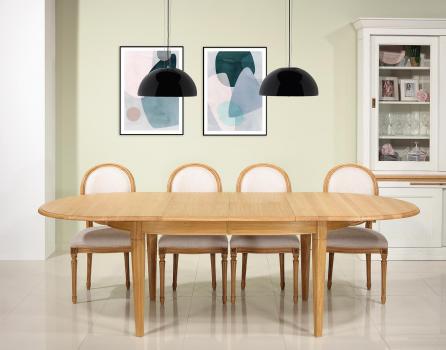 Table ovale Christophe 170*110 réalisée en Chêne Massif de style Louis Philippe 2 allonges incorporées de 40 cm