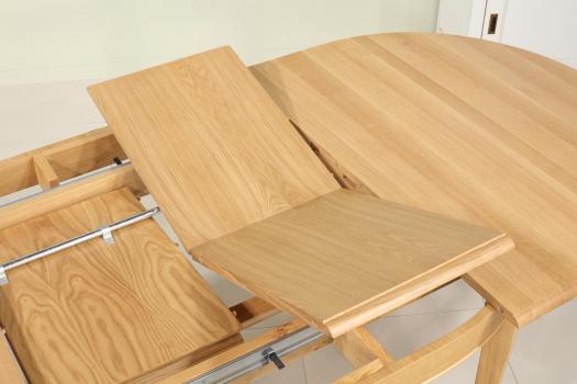 Table ovale Christophe 170*110 réalisée en Chêne Massif de style Louis Philippe 2 allonges incorporées de 40 cm
