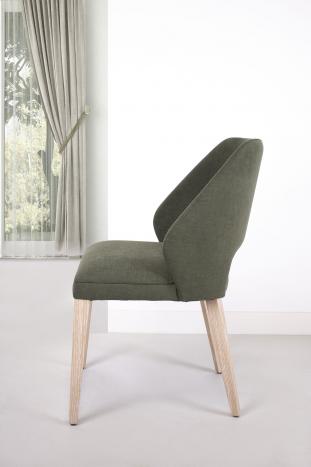 Chaise Nina, assise et dos capitonnés, pieds en Chêne Massif de ligne Contemporaine (il est possible de choisir le tissu)