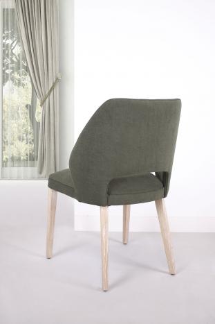 Chaise Nina, assise et dos capitonnés, pieds en Chêne Massif de ligne Contemporaine (il est possible de choisir le tissu)