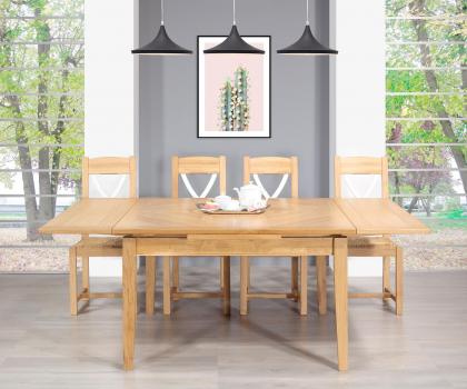 Table de Campagne carrée 130x130 réalisée en Chêne avec 2 allonges de 30 cm SEULEMENT 1 DISPONIBLE