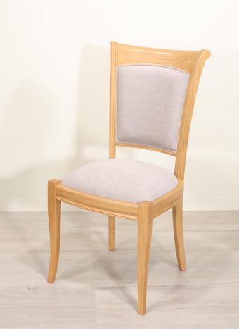 Chaise Benjamin en chêne massif de style Louis Philippe Tissu d'ameublement Elastron Bronx Light Grey