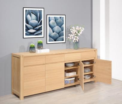Buffet 4 portes Jean-Lin réalisé en Chêne de Ligne contemporaine Finition Chêne Brossé 