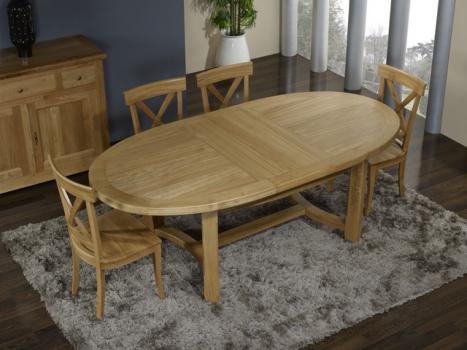 Table de ferme ovale Damien réalisée en Chêne Massif de style Campagnard 170*110