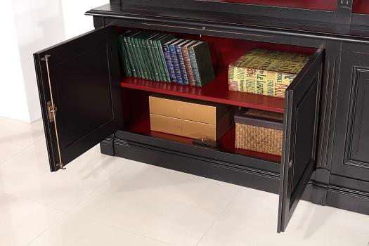 Bibliothèque 2 corps 6 portes Alix, réalisée en Chêne Massif de style Directoire AVEC ECHELLE