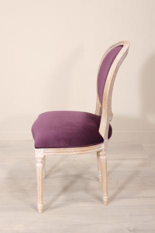 Chaise Simon réalisée en Chêne Massif de style Louis XVI Finition Chêne Brossé Blanchi