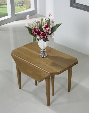  Table à volets octogonale 120x120 réalisée en Chêne Massif 6 pieds fuseaux 3 allonges de 40 cm